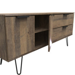 Fuji 2 Drawer 2 Door Wide Sideboard In Vintage Oak (Ready Assembled) - thumbnail 6