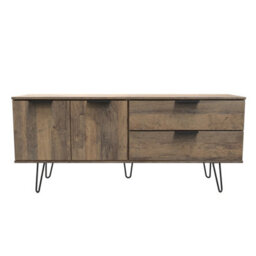 Fuji 2 Drawer 2 Door Wide Sideboard In Vintage Oak (Ready Assembled) - thumbnail 1