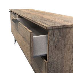 Fuji 2 Drawer 2 Door Wide Sideboard In Vintage Oak (Ready Assembled) - thumbnail 5