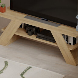 "Decortie Farfalla Modern Tv Unit Multimedia Centre Tvs Up To 48"" Oak 120Cm" - thumbnail 6