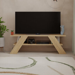 "Decortie Farfalla Modern Tv Unit Multimedia Centre Tvs Up To 48"" Oak 120Cm" - thumbnail 4