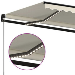 Berkfield Manual Retractable Awning With Led 350X250 Cm Cream - thumbnail 4
