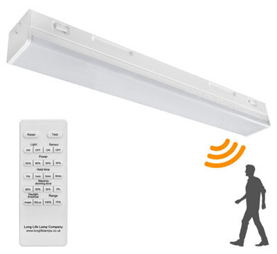 Long Life Lamps Company 20W Led Microwave Sensor Ceiling Batten Light Fitting 2 Feet Remote Control 6500K Msbl20 - image 1