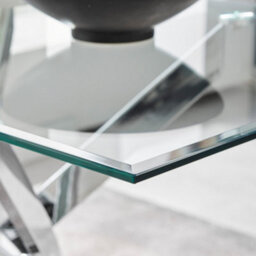 Furniturebox Leonardo 6 Seater Rectangular Glass Dining Table With Silver Chrome Metal Angled Starburst Legs For Modern Minimalist Dining Room - thumbnail 3