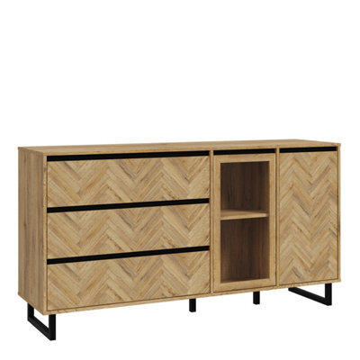 Furniture To Go Nikomedes Sideboard In Spica Oak/matt Black/bartex Oak - image 1