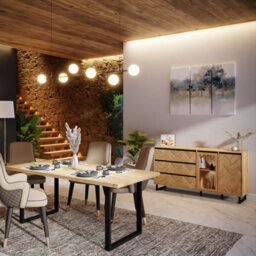 Furniture To Go Nikomedes Sideboard In Spica Oak/matt Black/bartex Oak - thumbnail 5