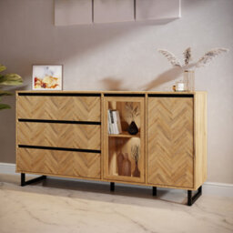 Furniture To Go Nikomedes Sideboard In Spica Oak/matt Black/bartex Oak - thumbnail 6
