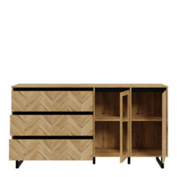 Furniture To Go Nikomedes Sideboard In Spica Oak/matt Black/bartex Oak - thumbnail 4