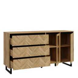 Furniture To Go Nikomedes Sideboard In Spica Oak/matt Black/bartex Oak - thumbnail 3