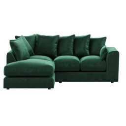Furnishings For Less UK Brooklyn Plush Velvet 3 To 4 Seater L Shaped Corner Sofa Fibre Green Left Hand Facing - thumbnail 2
