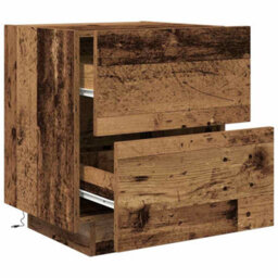 Berkfield Modern Bedside Cabinet With Led Lights Old Wood 45X40X55 Cm - thumbnail 5