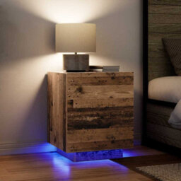 Berkfield Modern Bedside Cabinet With Led Lights Old Wood 45X40X55 Cm - thumbnail 4