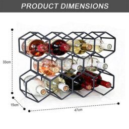 Charcoal Grey 11 Bottle Metal Wine Rack - thumbnail 2