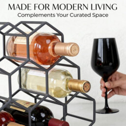 Charcoal Grey 11 Bottle Metal Wine Rack - thumbnail 4