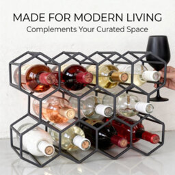 Charcoal Grey 11 Bottle Metal Wine Rack - thumbnail 3