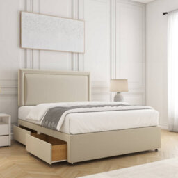 Bsspoke Ella Divan Bed Set In Cream Plush Velvet 24Inch Headboard & 2 Drawers Same Side No Mattress In 3Ft 4Ft 4Ft6 5Ft 6Ft - thumbnail 2