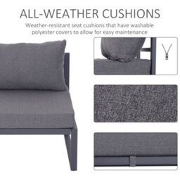 Wyld Haus Nimavi 6-Seater Outdoor Modular Sofa Set With Tempered Glass Coffee Table, Grey - thumbnail 5