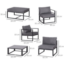Wyld Haus Nimavi 6-Seater Outdoor Modular Sofa Set With Tempered Glass Coffee Table, Grey - thumbnail 3