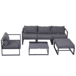 Wyld Haus Nimavi 6-Seater Outdoor Modular Sofa Set With Tempered Glass Coffee Table, Grey - thumbnail 8