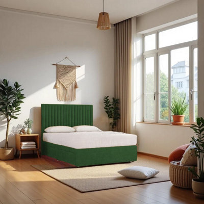 "Knight Sleep Emily Emarald Plush 3Ft Bed Set With Mattress, 2 Drawers Same Side & 24""headboard - Single" - image 1