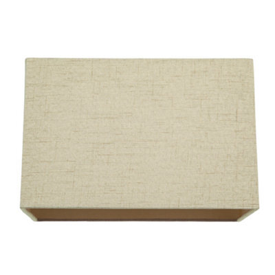 Happy Homewares Contemporary And Sleek Taupe Linen Fabric Rectangular Lamp Shade 60W Maximum - image 1