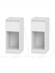 Ledrem Nightstands With Power Outlets, Set Of 2 Bedside Tables With Led Light, Space Saving, For Bedroom, Living Room, White - thumbnail 2