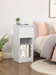 Ledrem Nightstands With Power Outlets, Set Of 2 Bedside Tables With Led Light, Space Saving, For Bedroom, Living Room, White - thumbnail 5