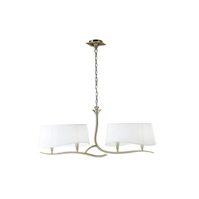 Luminosa Lighting Luminosa Ninette Linear Pendant 2 Arm 4 Light E14, Antique Brass With Ivory White Shades - image 1