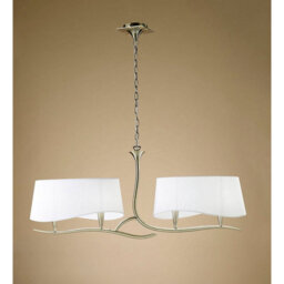 Luminosa Lighting Luminosa Ninette Linear Pendant 2 Arm 4 Light E14, Antique Brass With Ivory White Shades - thumbnail 2