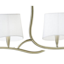Luminosa Lighting Luminosa Ninette Linear Pendant 2 Arm 4 Light E14, Antique Brass With Ivory White Shades - thumbnail 5