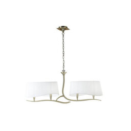 Luminosa Lighting Luminosa Ninette Linear Pendant 2 Arm 4 Light E14, Antique Brass With Ivory White Shades - thumbnail 1