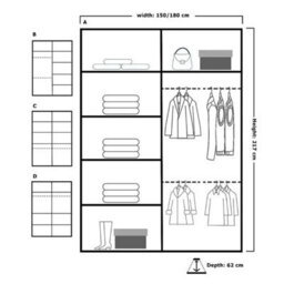 M N Furniture Ltd Wardrobe With Led Light Modern Sliding Door - Mirrored Bedroom Cabinet-120Cm,150Cm,180Cm,203Cm (Black,180Cm) - thumbnail 2