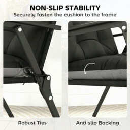 Outsunny Garden Chair Cushions Set Of 4, Waterproof Seat Pads, Black - thumbnail 6