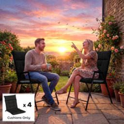 Outsunny Garden Chair Cushions Set Of 4, Waterproof Seat Pads, Black - thumbnail 9