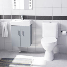 Nes Home Matte Grey 450mm Wall Hung Basin Vanity Unit And Close Coupled Toilet - thumbnail 2