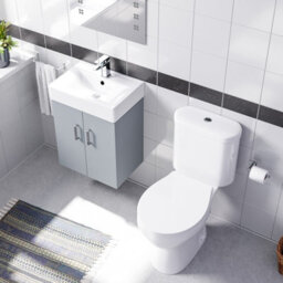 Nes Home Matte Grey 450mm Wall Hung Basin Vanity Unit And Close Coupled Toilet - thumbnail 3