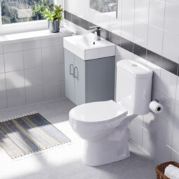 Nes Home Matte Grey 450mm Wall Hung Basin Vanity Unit And Close Coupled Toilet - thumbnail 4