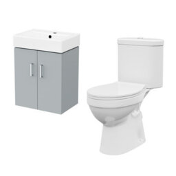 Nes Home Matte Grey 450mm Wall Hung Basin Vanity Unit And Close Coupled Toilet - thumbnail 5