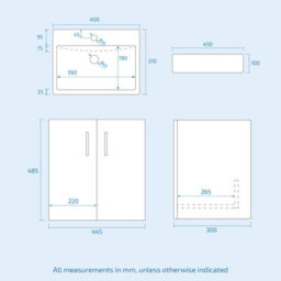 Nes Home Matte Grey 450mm Wall Hung Basin Vanity Unit And Close Coupled Toilet - thumbnail 6