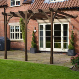 Rutland County Garden Furniture Wall Mounted Premium Pergola 3 Post - L480 X W480 X H270 Cm - Rustic Brown - thumbnail 4