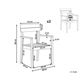 Beliani Set Of 2 Garden Chairs Fornelli Acacia Wood Brown - thumbnail 3