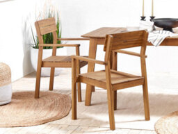 Beliani Set Of 2 Garden Chairs Fornelli Acacia Wood Brown - thumbnail 2