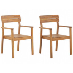 Beliani Set Of 2 Garden Chairs Fornelli Acacia Wood Brown - thumbnail 1