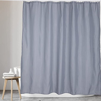 Kav - Polyester Fabric Shower Mould And Mildew Resistant Curtain 180 X 180 Cm (71 X 71 Inch) Grey  Matching Hooks