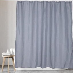 Kav - Polyester Fabric Shower Mould And Mildew Resistant Curtain 180 X 180 Cm (71 X 71 Inch) Grey  Matching Hooks