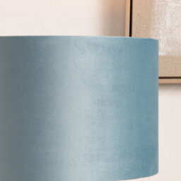 Pacific Lifestyle 40Cm Duck Egg Velvet Cylinder Table Lampshade Elegant Soft Blue Drum Floor Lamp Shade - thumbnail 2
