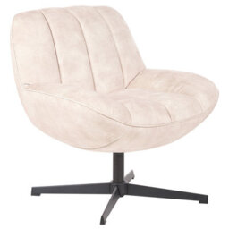 Beliani Swivel Armchair Lia With Footstool Velvet Beige - thumbnail 4