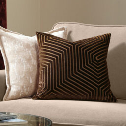 Paoletti Evoke Cut Velvet Polyester Filled Cushion, Chocolate, 45 X 45Cm - thumbnail 1