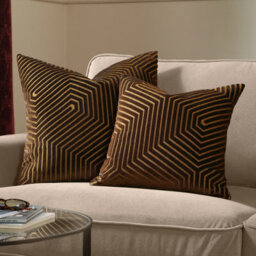 Paoletti Evoke Cut Velvet Polyester Filled Cushion, Chocolate, 45 X 45Cm - thumbnail 5
