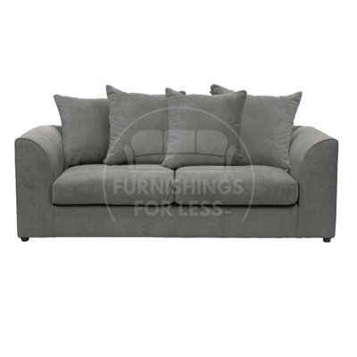 Furnishings For Less UK Casper Soft Chenille Fabric Fabric 3 Seater Sofa Grey - Scatter Back - image 1